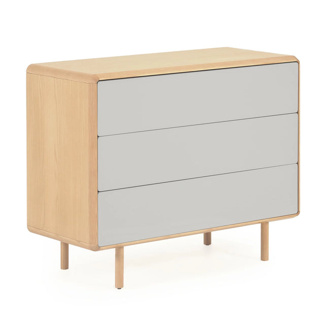 Anielle Kommode mit 3 Schubladen aus massiver Esche und Eschenfurnier 99 x 78,5 cm von Kave Home – Bild 1