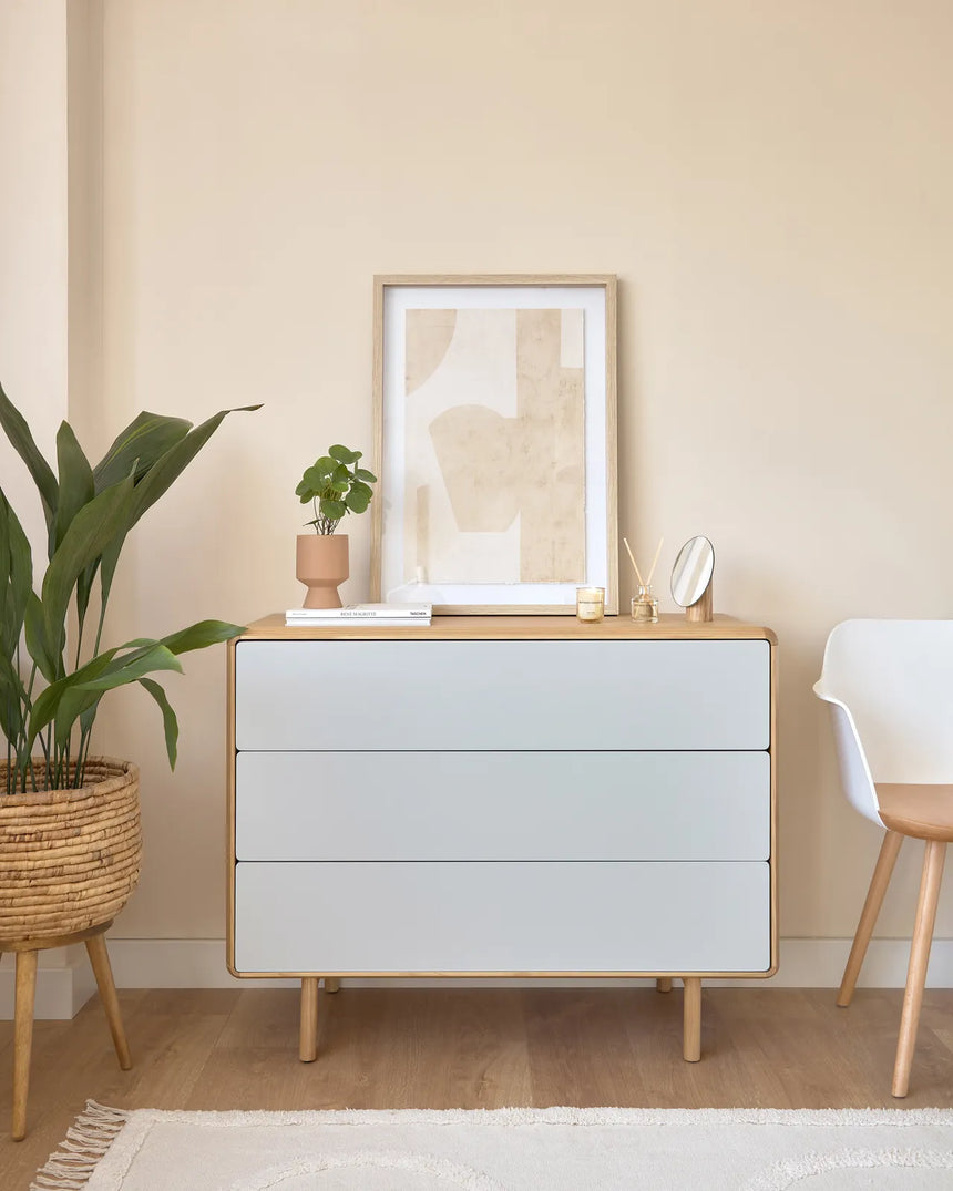 Anielle Kommode mit 3 Schubladen aus massiver Esche und Eschenfurnier 99 x 78,5 cm von Kave Home – Bild 2