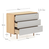 Anielle Kommode mit 3 Schubladen aus massiver Esche und Eschenfurnier 99 x 78,5 cm von Kave Home – Bild 4
