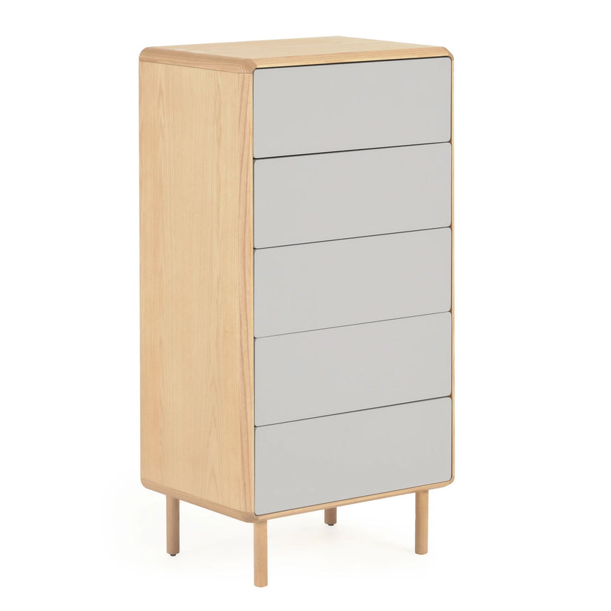 Anielle Kommode mit 5 Schubladen aus massiver Esche und Eschenfurnier 60 x 117 cm von Kave Home – Bild 1