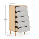 Anielle Kommode mit 5 Schubladen aus massiver Esche und Eschenfurnier 60 x 117 cm von Kave Home – Bild 4