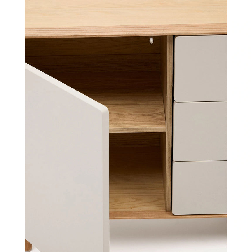Anielle Sideboard 1 Türe und 3 Schubladen aus Esche massiv und Furnier 150 x 78 cm von Kave Home – Bild 12