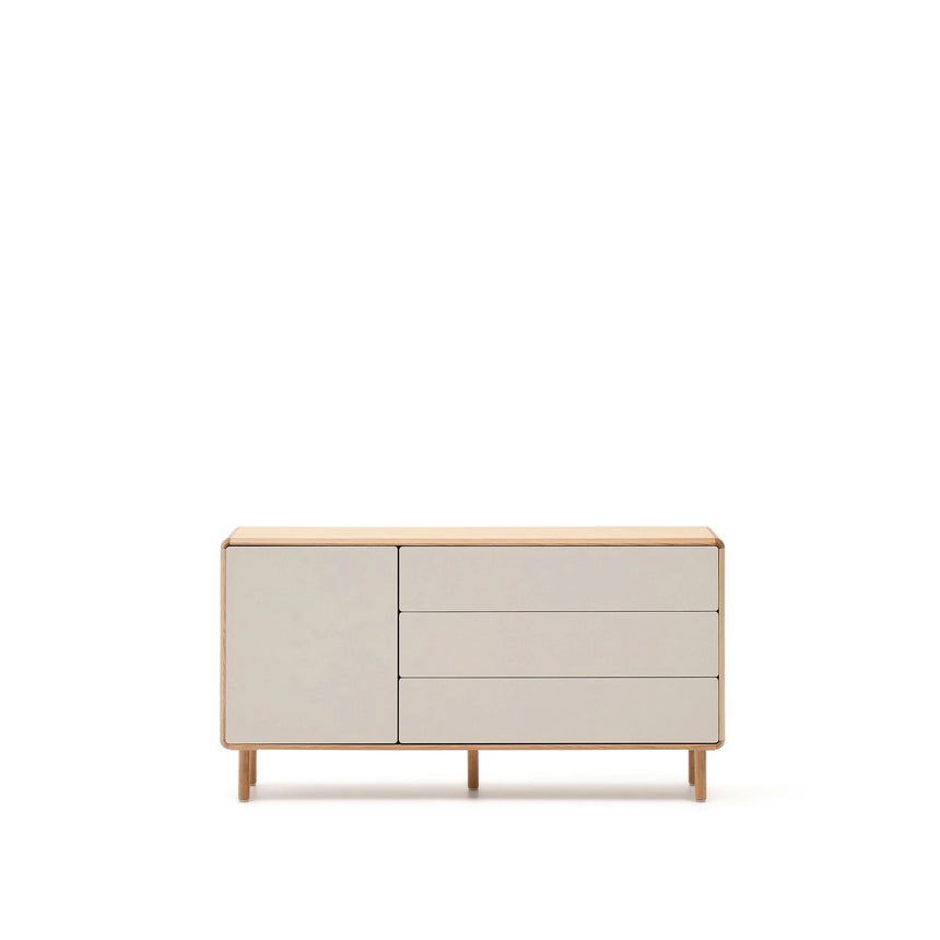 Anielle Sideboard 1 Türe und 3 Schubladen aus Esche massiv und Furnier 150 x 78 cm von Kave Home – Bild 5
