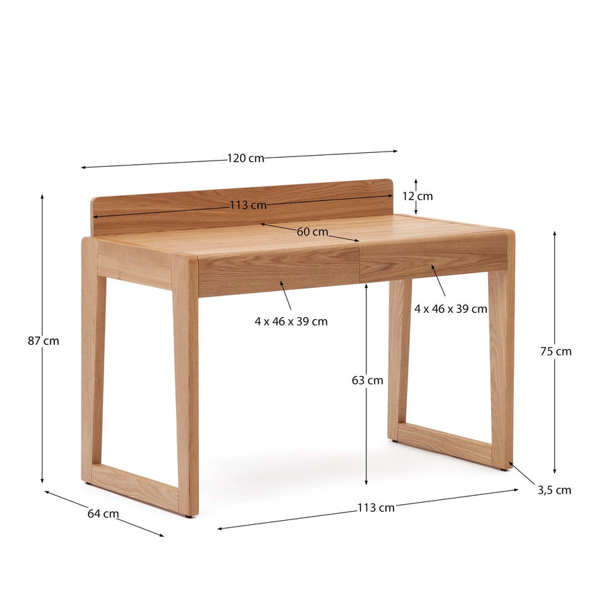 Arandu Tisch aus Eschenfurnier und massiver Esche 120 x 60 cm von Kave Home – Bild 3