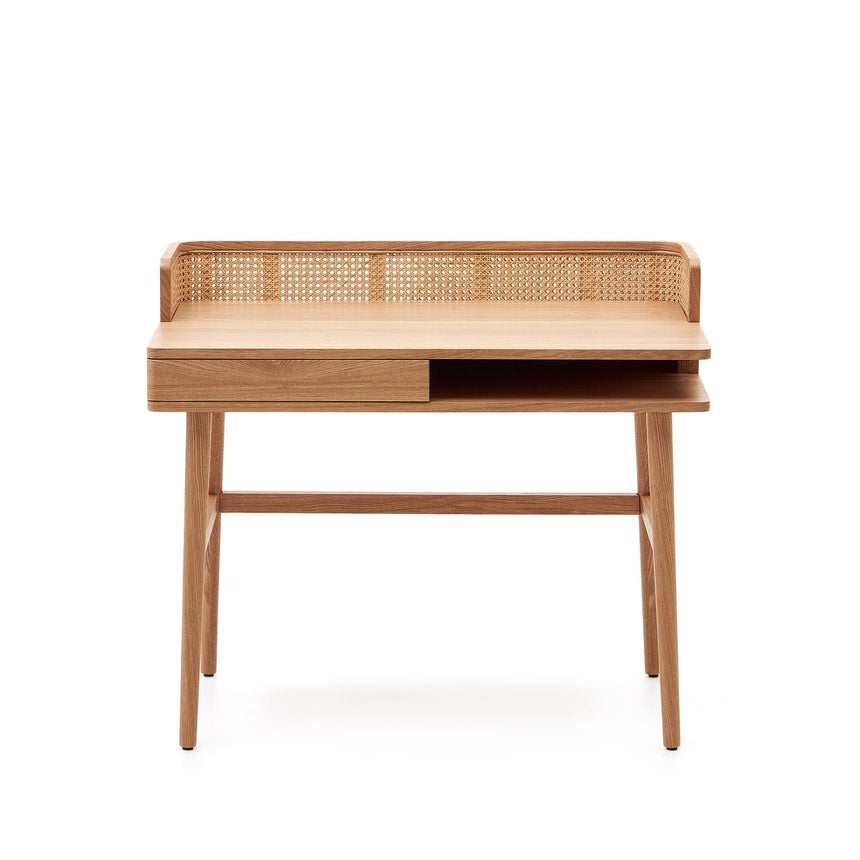 Araxi Tisch aus Eschenfurnier und massiver Esche und Rattan 105 x 62 cm von Kave Home – Bild 6