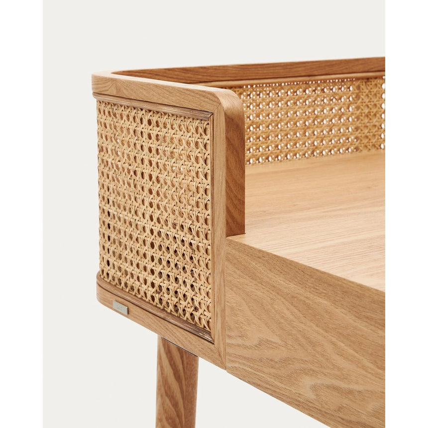 Araxi Tisch aus Eschenfurnier und massiver Esche und Rattan 105 x 62 cm von Kave Home – Bild 8