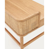 Araxi Tisch aus Eschenfurnier und massiver Esche und Rattan 105 x 62 cm von Kave Home – Bild 9