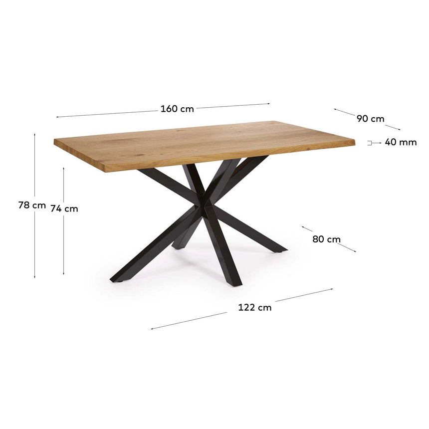 Argo Tisch Eichenfurnier m. natürlichem Finish Stahlbeine mit schwarzem Finish 160 x 90 cm von Kave Home – Bild 2