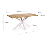 Argo Tisch Eichenfurnier mit natürlichem Finish Stahlbeine mit weißem Finish 160 x 90 cm von Kave Home – Bild 2