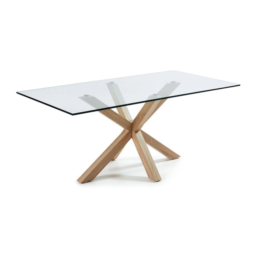 Argo Tisch aus Glas und Stahlbeine in Holzoptik 200 x 100 cm von Kave Home – Bild 1