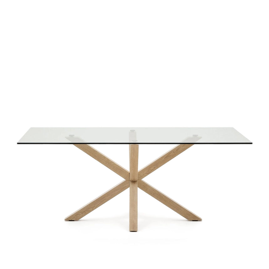 Argo Tisch aus Glas und Stahlbeine in Holzoptik 200 x 100 cm von Kave Home – Bild 4