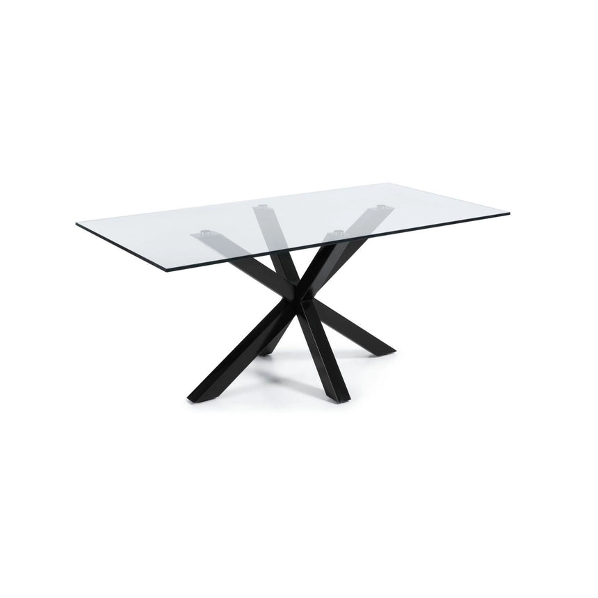 Argo Tisch aus Glas und Stahlbeine mit schwarzem Finish 200 x 100 cm von Kave Home – Bild 1