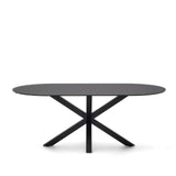 Argo Tisch aus schwarzem Glas mit schwarzen Stahlbeinen Ø 200 x 100 cm von Kave Home – Bild 1