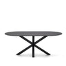 Argo Tisch aus schwarzem Glas mit schwarzen Stahlbeinen Ø 200 x 100 cm von Kave Home – Bild 1