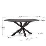 Argo Tisch aus schwarzem Glas mit schwarzen Stahlbeinen Ø 200 x 100 cm von Kave Home – Bild 4