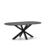 Argo Tisch aus schwarzem Glas mit schwarzen Stahlbeinen Ø 200 x 100 cm von Kave Home – Bild 6