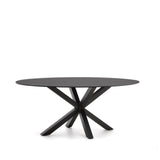 Argo Tisch aus schwarzem Glas mit schwarzen Stahlbeinen Ø 200 x 100 cm von Kave Home – Bild 7