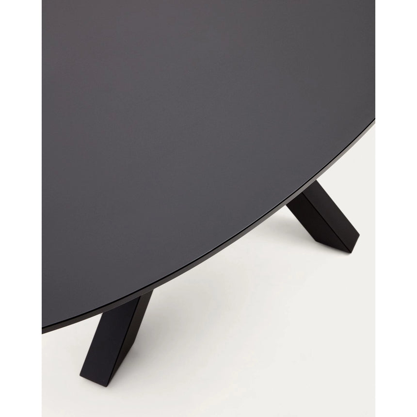 Argo Tisch aus schwarzem Glas mit schwarzen Stahlbeinen Ø 200 x 100 cm von Kave Home – Bild 8
