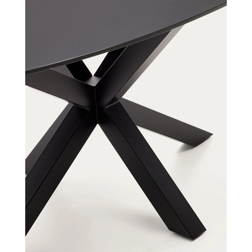 Argo Tisch aus schwarzem Glas mit schwarzen Stahlbeinen Ø 200 x 100 cm von Kave Home – Bild 9