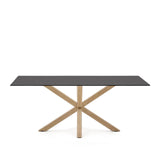 Argo Tisch aus schwarzem Glas und Stahlbeinen mit Holzoptik 200 x 100 cm von Kave Home – Bild 1