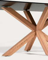 Argo Tisch aus schwarzem Glas und Stahlbeinen mit Holzoptik 200 x 100 cm von Kave Home – Bild 6
