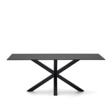 Argo Tisch aus schwarzem Glas und schwarzen Stahlbeinen 200 x 100 cm von Kave Home – Bild 1