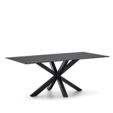 Argo Tisch aus schwarzem Glas und schwarzen Stahlbeinen 200 x 100 cm von Kave Home – Bild 5