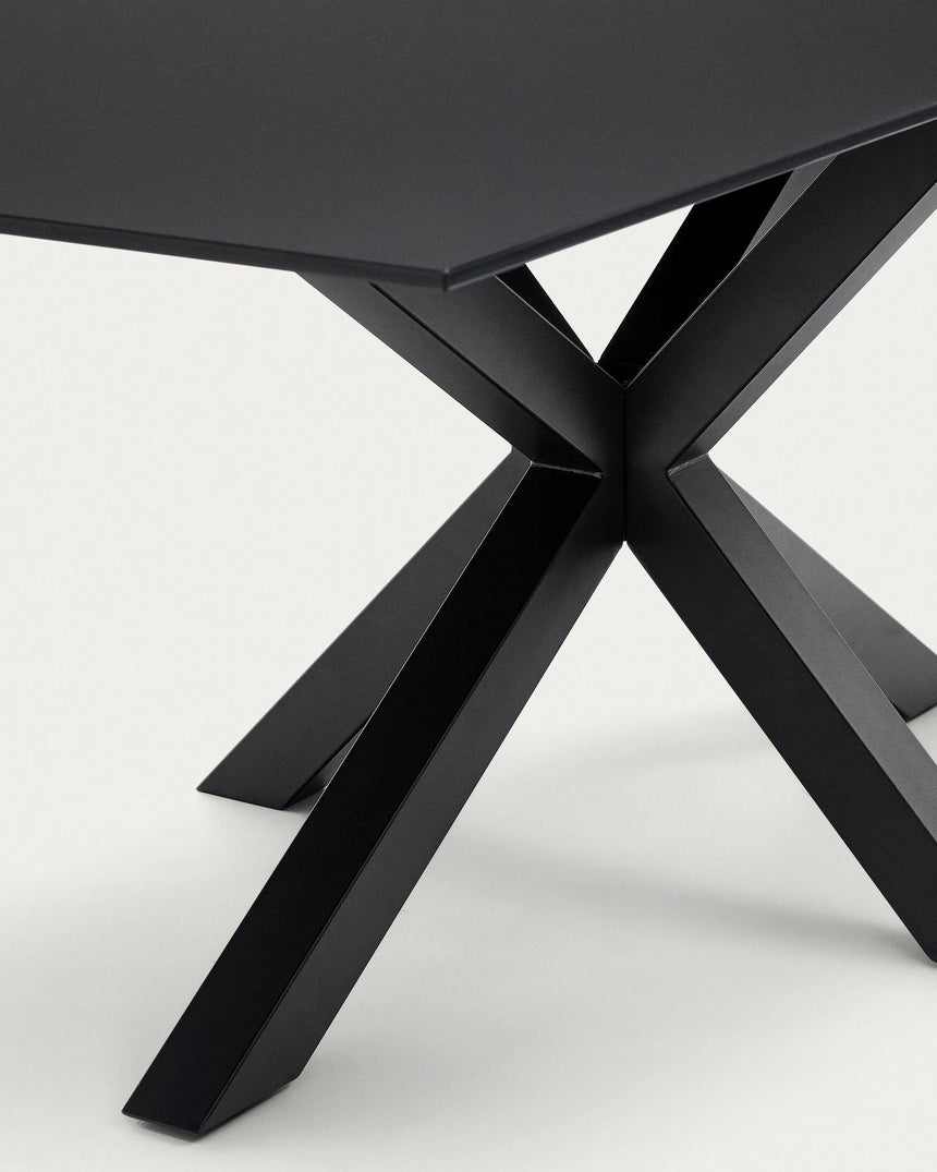Argo Tisch aus schwarzem Glas und schwarzen Stahlbeinen 200 x 100 cm von Kave Home – Bild 6
