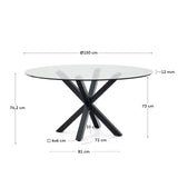 Argo runder Glastisch mit Stahlbeinen mit Holzoptik Ø 150 cm von Kave Home – Bild 1