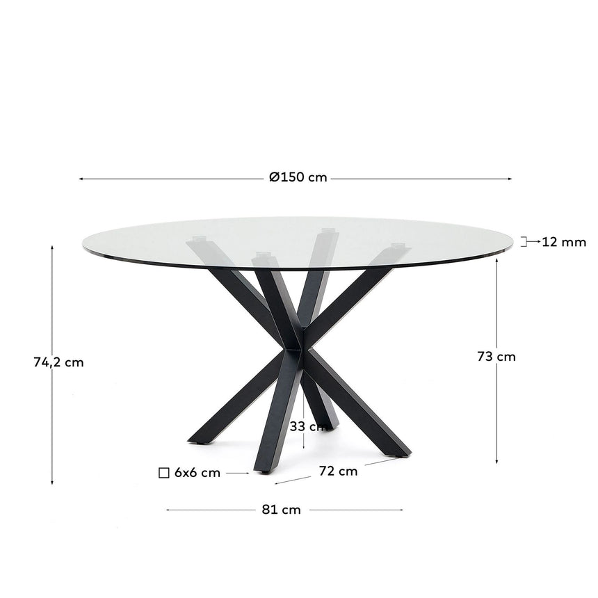 Argo runder Glastisch mit Stahlbeinen mit Holzoptik Ø 150 cm von Kave Home – Bild 1