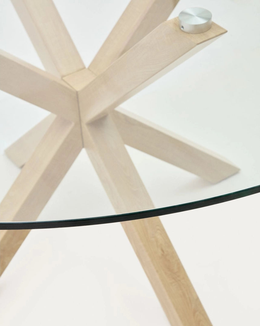 Argo runder Glastisch mit Stahlbeinen mit Holzoptik Ø 150 cm von Kave Home – Bild 2