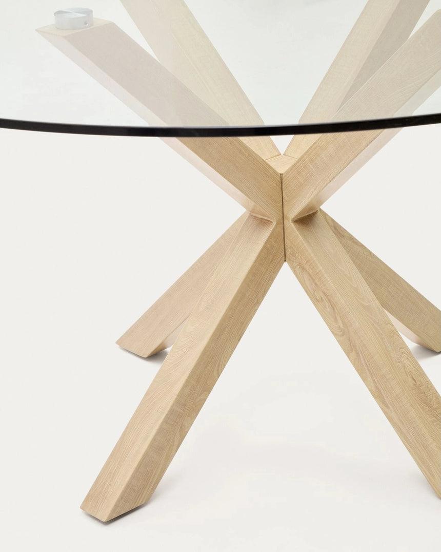Argo runder Glastisch mit Stahlbeinen mit Holzoptik Ø 150 cm von Kave Home – Bild 3