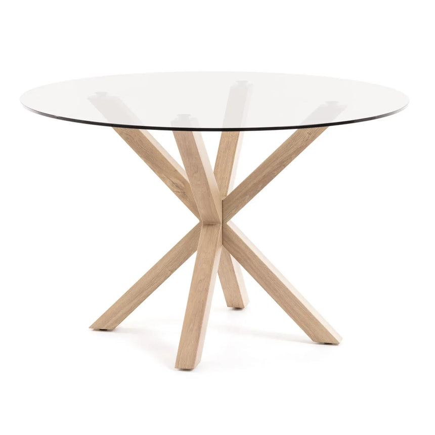 Argo runder Tisch aus Glas und Stahlbeine mit Holzoptik Ø 119 cm von Kave Home – Produktbild 5