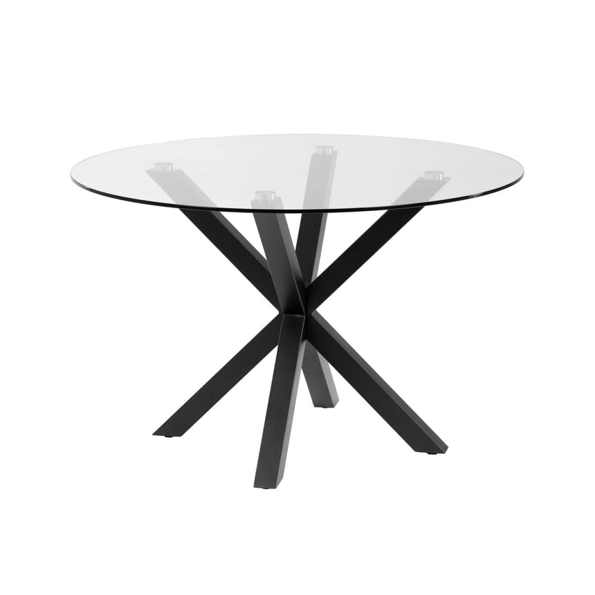 Argo runder Tisch aus Glas und Stahlbeine mit schwarzem Finish Ø 119 cm von Kave Home – Bild 1