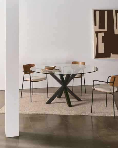 Argo runder Tisch aus Glas und Stahlbeine mit schwarzem Finish Ø 119 cm von Kave Home – Bild 2