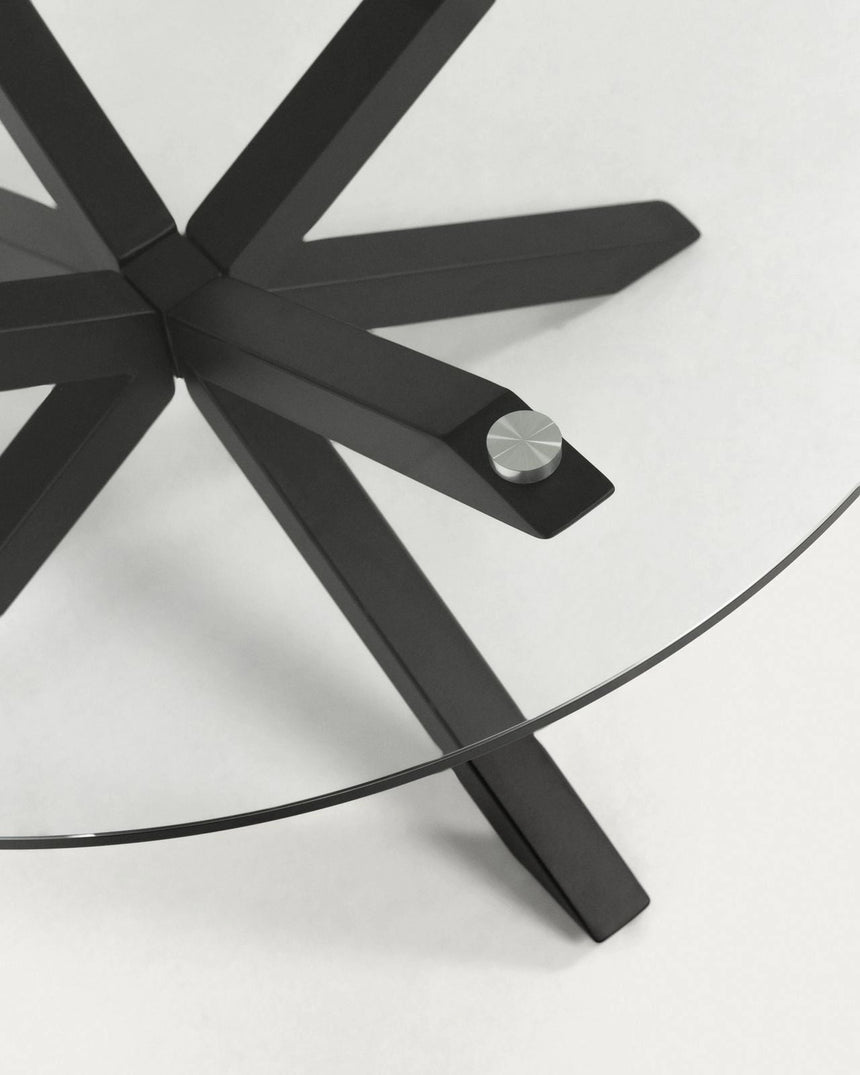 Argo runder Tisch aus Glas und Stahlbeine mit schwarzem Finish Ø 119 cm von Kave Home – Bild 5