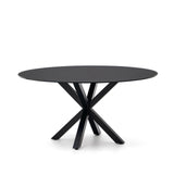 Argo runder Tisch aus schwarzem Glas mit schwarzen Stahlbeinen Ø 150 cm von Kave Home – Bild 4