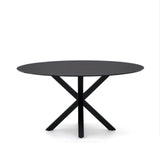 Argo runder Tisch aus schwarzem Glas mit schwarzen Stahlbeinen Ø 150 cm von Kave Home – Bild 5