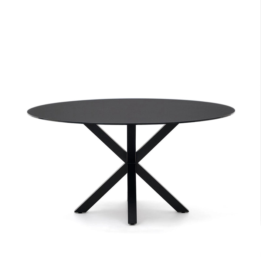 Argo runder Tisch aus schwarzem Glas mit schwarzen Stahlbeinen Ø 150 cm von Kave Home – Bild 5
