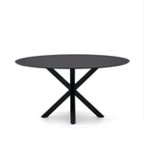 Argo runder Tisch aus schwarzem Glas mit schwarzen Stahlbeinen Ø 150 cm von Kave Home – Bild 6