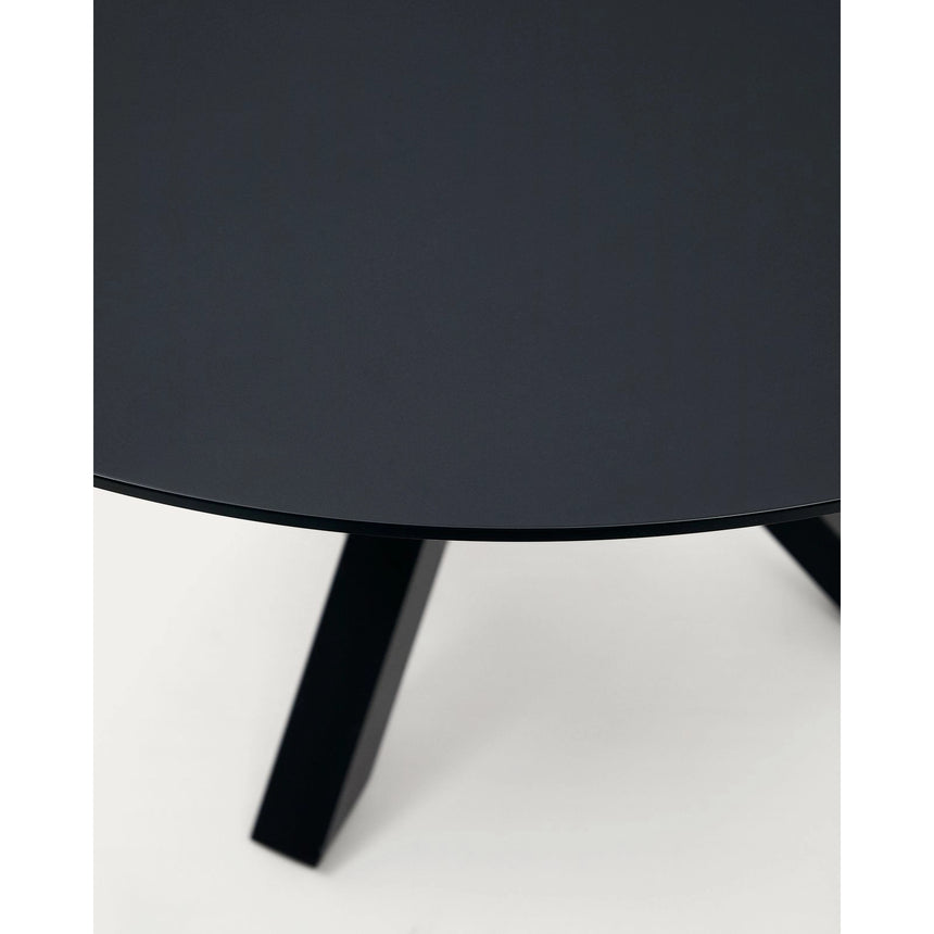 Argo runder Tisch aus schwarzem Glas mit schwarzen Stahlbeinen Ø 150 cm von Kave Home – Bild 8