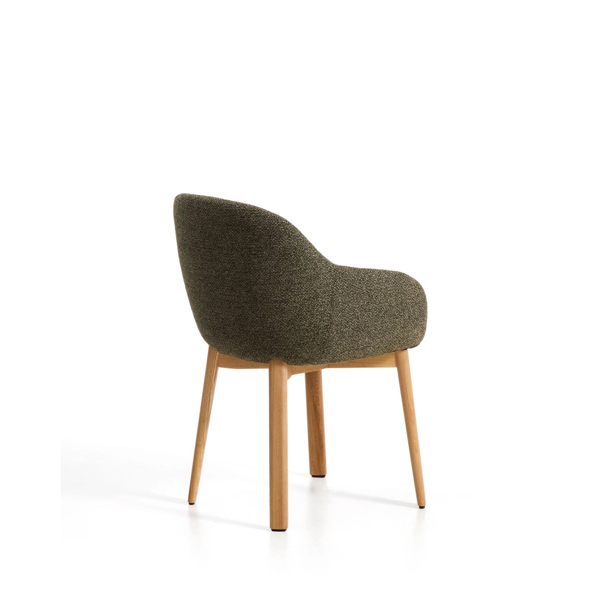 Armlehnenstuhl Meila mit grüner Chenille und Beinen aus massivem Eschenholz mit naturfarbenem Finish  von Kave Home – Bild 5