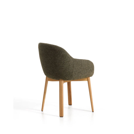 Armlehnenstuhl Meila mit grüner Chenille und Beinen aus massivem Eschenholz mit naturfarbenem Finish  von Kave Home – Bild 5