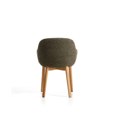 Armlehnenstuhl Meila mit grüner Chenille und Beinen aus massivem Eschenholz mit naturfarbenem Finish  von Kave Home – Bild 7