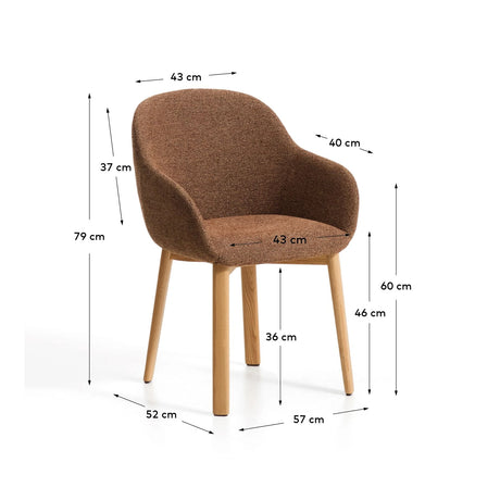 Armlehnenstuhl Meila mit terrakottafarbener Chenille und Beinen aus massivem Eschenholz mit naturfarbenem Finish  von Kave Home – Bild 2
