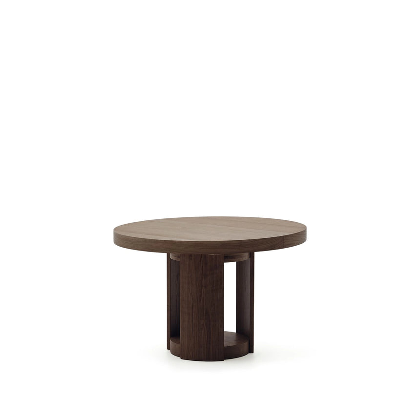 Artis ausziehbarer runder Tisch aus Massivholz und Eichenfurnier mit Walnuss-Finish, FSC 100%, 120 (170) x 80 cm von Kave Home – Bild 1