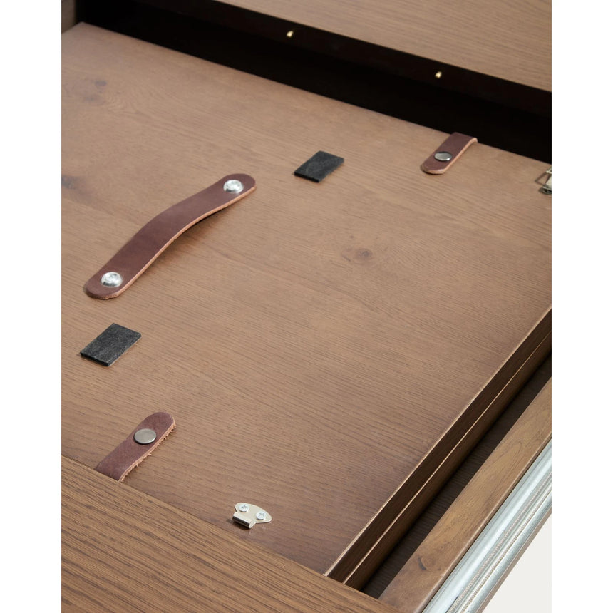 Artis ausziehbarer runder Tisch aus Massivholz und Eichenfurnier mit Walnuss-Finish, FSC 100%, 120 (170) x 80 cm von Kave Home – Bild 12