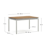 Ausziehbarer Outdoor-Tisch Canyelles aus Polyholz und Aluminium, hellgrau 140 (200) x 90 cm - ZEN ZONE Furniture