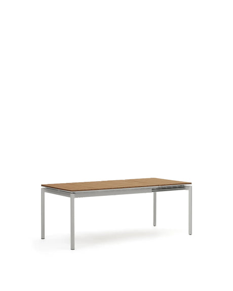 Ausziehbarer Outdoor-Tisch Canyelles aus Polyholz und Aluminium, hellgrau 140 (200) x 90 cm von Kave Home – Produktbild 7