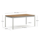 Ausziehbarer Outdoor-Tisch Canyelles aus Polyholz und Aluminium, hellgrau 180 (240) x 100 cm - ZEN ZONE Furniture